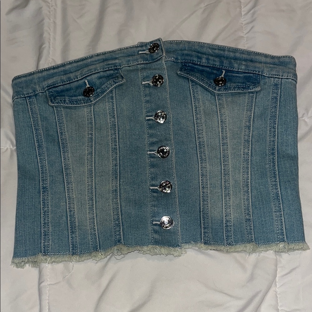 Denim Button-Up Skirt